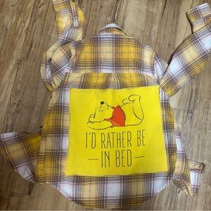 Yellow Plaid Shirt with Winnie the Pooh Design